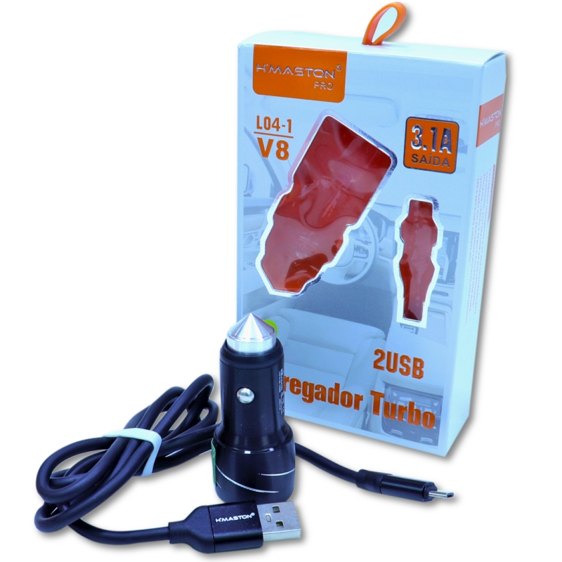 CARREGADOR VEICULAR H'MASTON V8 ORIGINAL L04-1