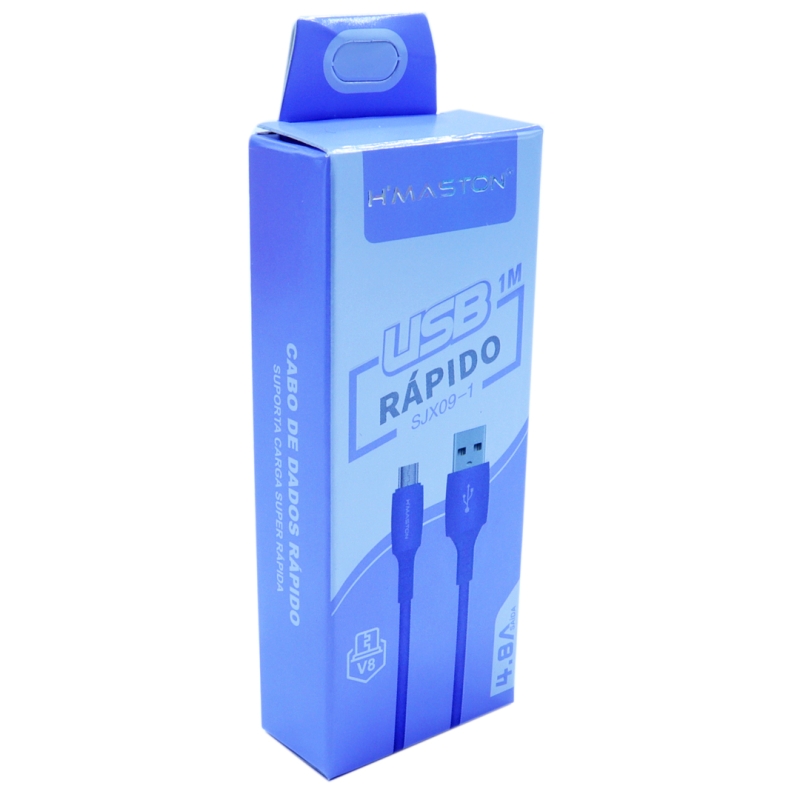 CABO CARGA E DADOS USB V8 1M - H'MASTON - SJX03-1