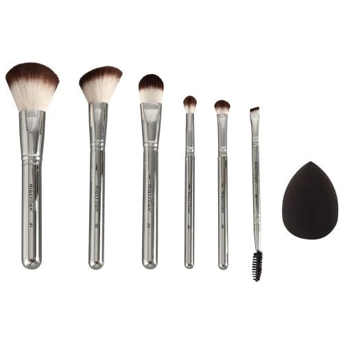 KIT LUXE COM 6 PINCÉIS PROFISSIONAIS E 1 ESPONJA PARA MAQUIAGEM MACRILAN