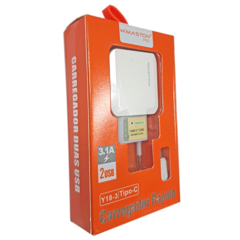 CARREGADOR PARA CELULAR, MARCA HMASTON Y-18-3/V8-3.1A