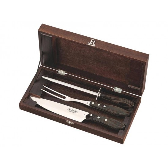 KIT CHURRASCO 4 PEÇAS POLYWOOD CASTANHO
