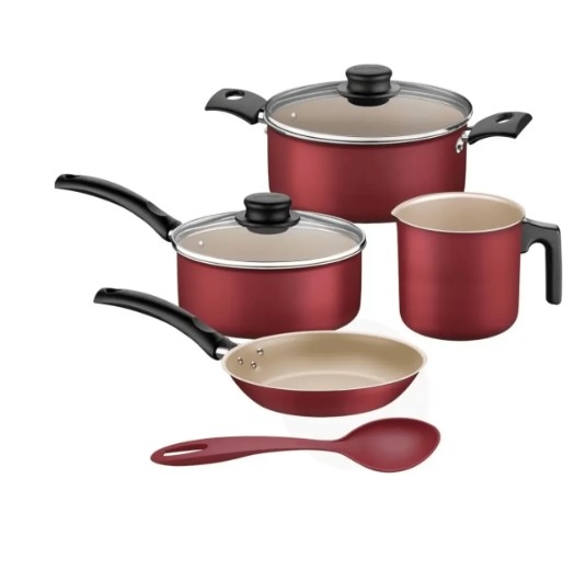 JOGO DE PANELAS 5 PEÇAS VERMELHO - SORTIDOS DE ALUMINIO
