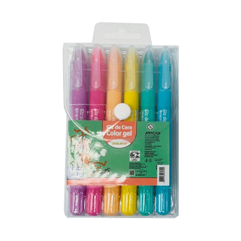 GIZ DE CERA COLOR GEL  6 CORES LEO E LEO
