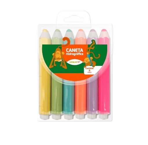 HIDROCOR 6 CORES C/FORMATO LAPIS LEO&LEO 				