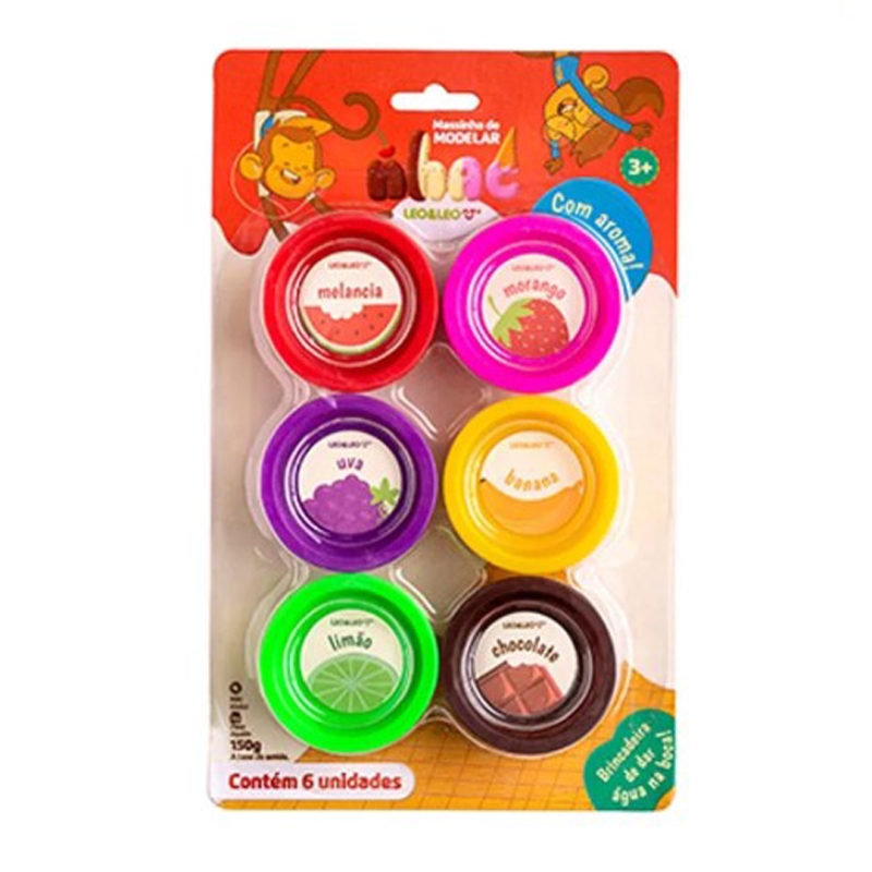 KIT MASSA DE MODELAR NHAC 6 CORES C AROMA LEOELEO