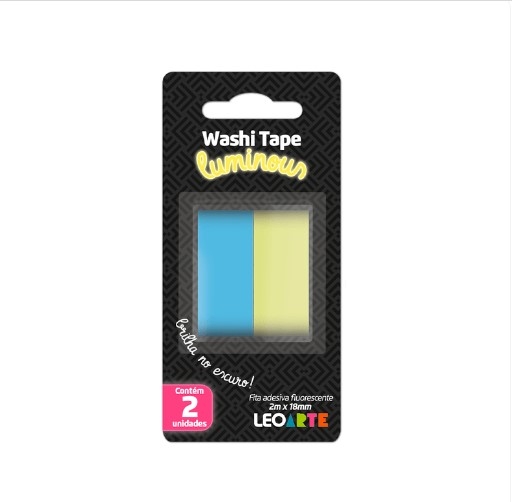  WASHI TAPE LUMINOUS 18MMX2M 2 UND LEOARTE 				