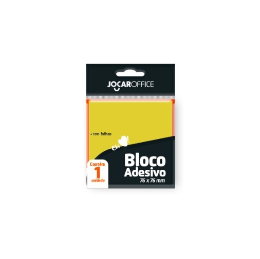 BLOCO ADESIVO AMARELO 76MMX76MM JOCAR OFFICE 				
