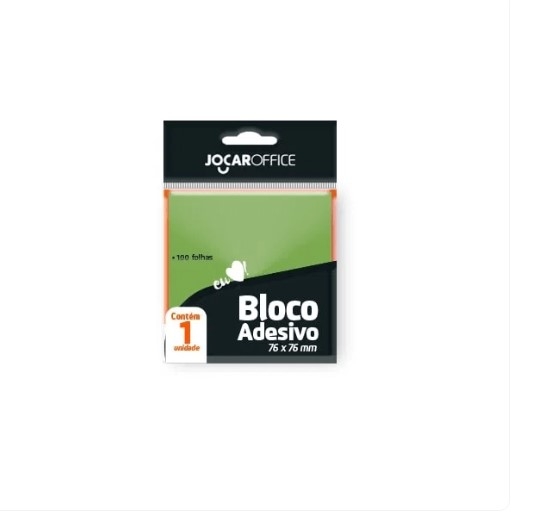 BLOCO ADESIVO VERDE 76MMX76MM 100F JOGAR OFFICE 