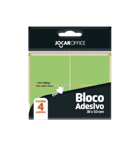  BLOCO ADESIVO VERDE 38MMx50MM 4x100F BLOCOS JOCAR OFFICE 				