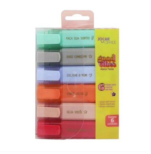 MARCA TEXTO GOOD VIBES 6 CORES  JOCAR OFFICE 				