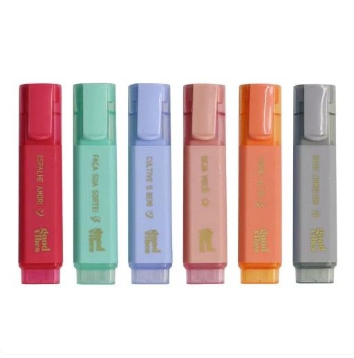 MARCA TEXTO GOOD VIBES 6 CORES  JOCAR OFFICE 				