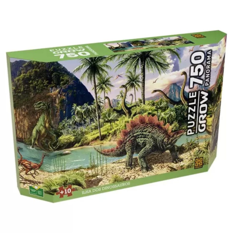 PUZZLE 750 PEÇAS PANORAMA ILHA DOS DINOSSAUROS - GROW