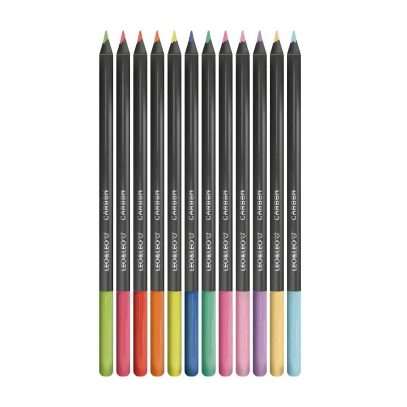 LÁPIS DE COR CARBON 12 NEON+PASTEL REDONDO LEOLEO 