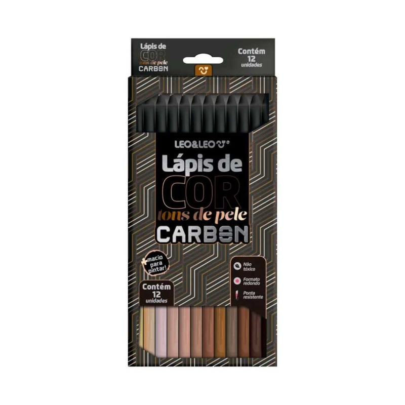 LÁPIS DE COR CARBON 112 CORES TONS DE PELE REDONDO LEOELEO 