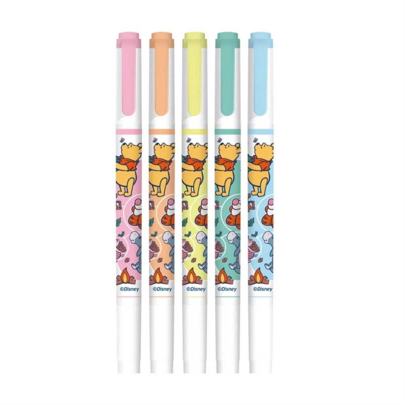 MARCA TEXTO DUAS PONTAS CORES PASTEL URSINHO POOH - ESTOJO C/ 5 CORES 