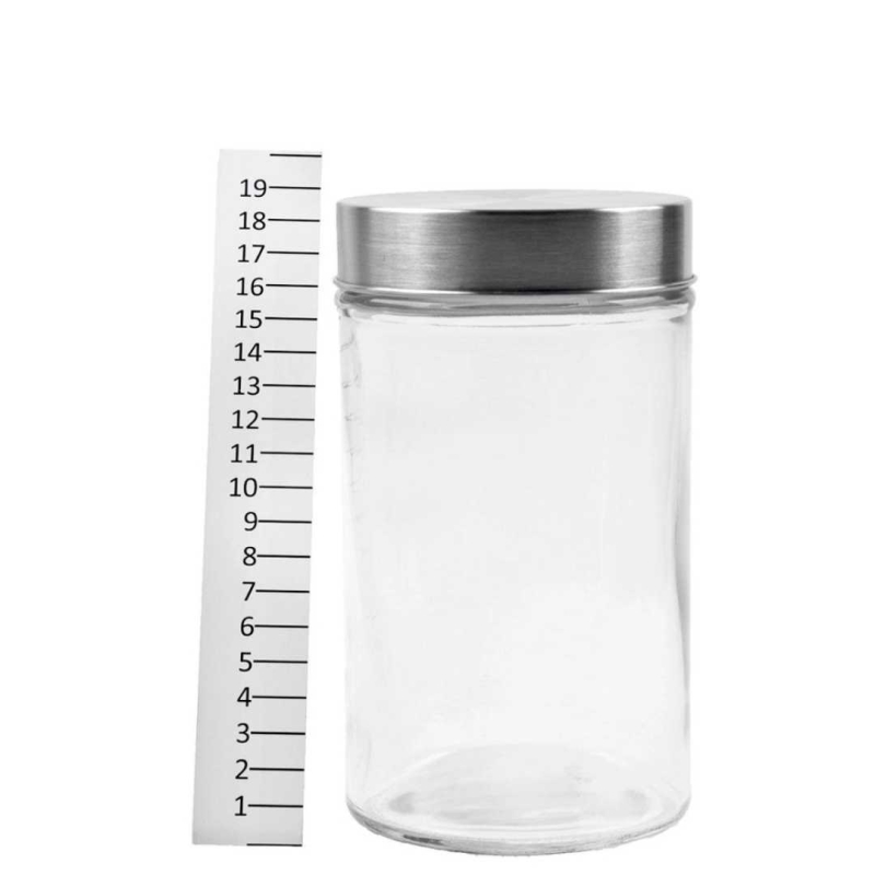 POTE DE VIDRO COM TAMPA DE FERRO 800ML