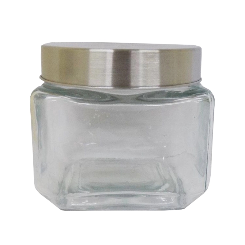 POTE DE VIDRO COM TAMPA DE FERRO 800ML
