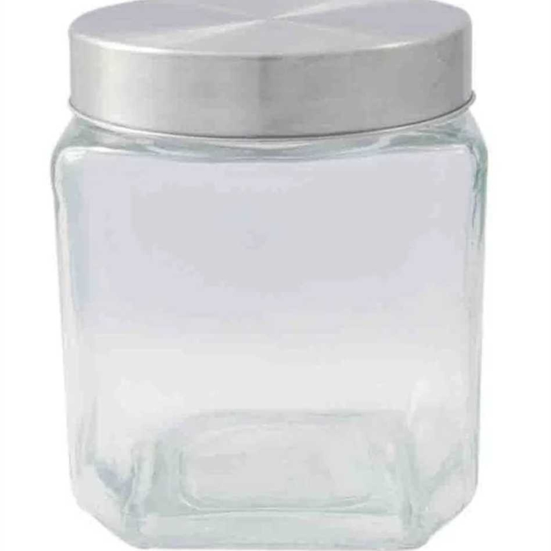 POTE DE VIDRO COM TAMPA DE FERRO 1300ML