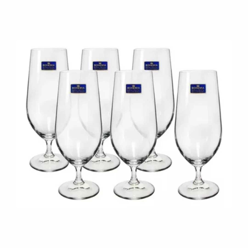 KIT DE 6 TAÇAS PARA CERVEJA EM CRISTAL BOHEMIA MARTINA 395ML