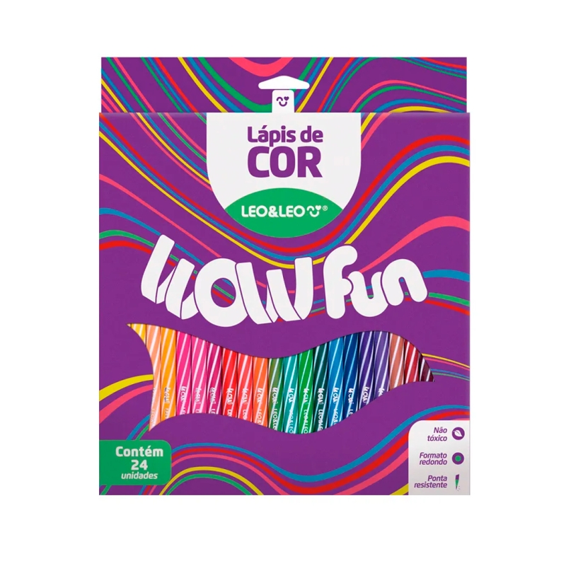 LAPIS DE COR WOW 24 CORES REDONDO Leo&Leo