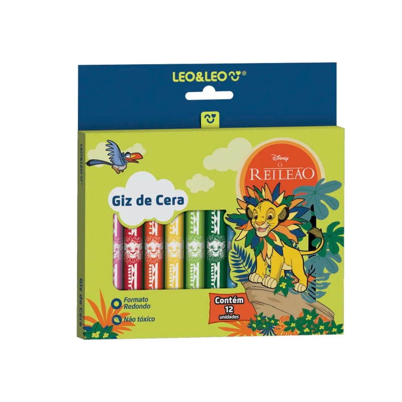 GIZ DE CERA REI LEÃO CAIXA C/ 12 CORES LEOLEO 