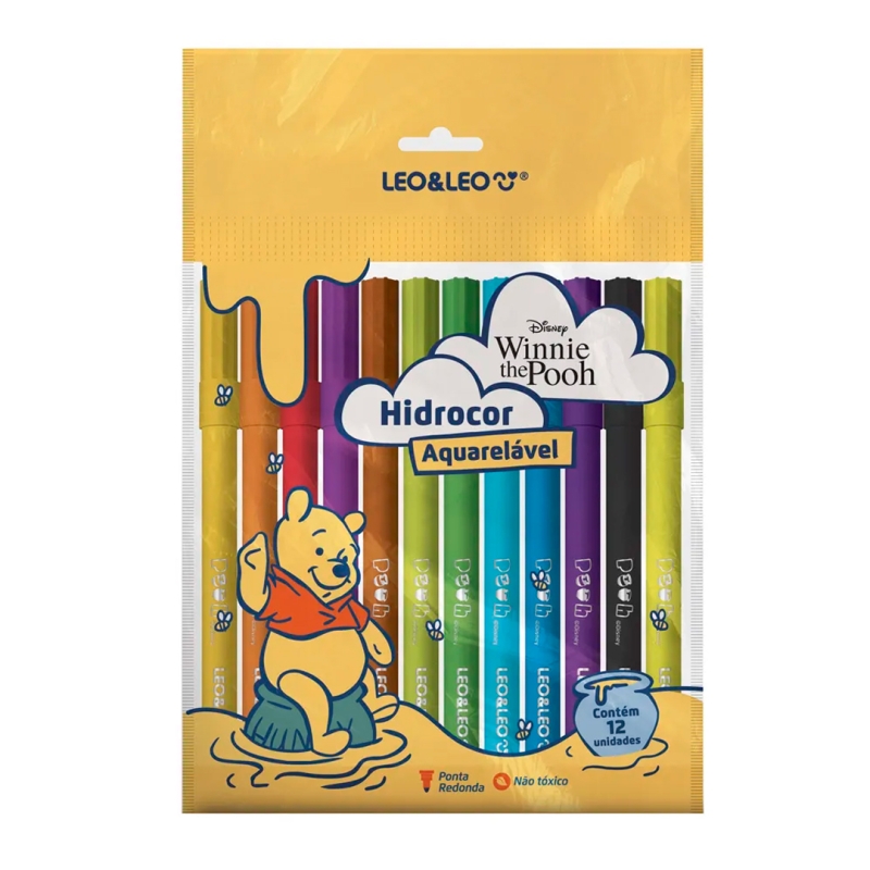 HIDROCOR URSINHO POOH OPPBAG C/ 12 CORES LEOLEO 