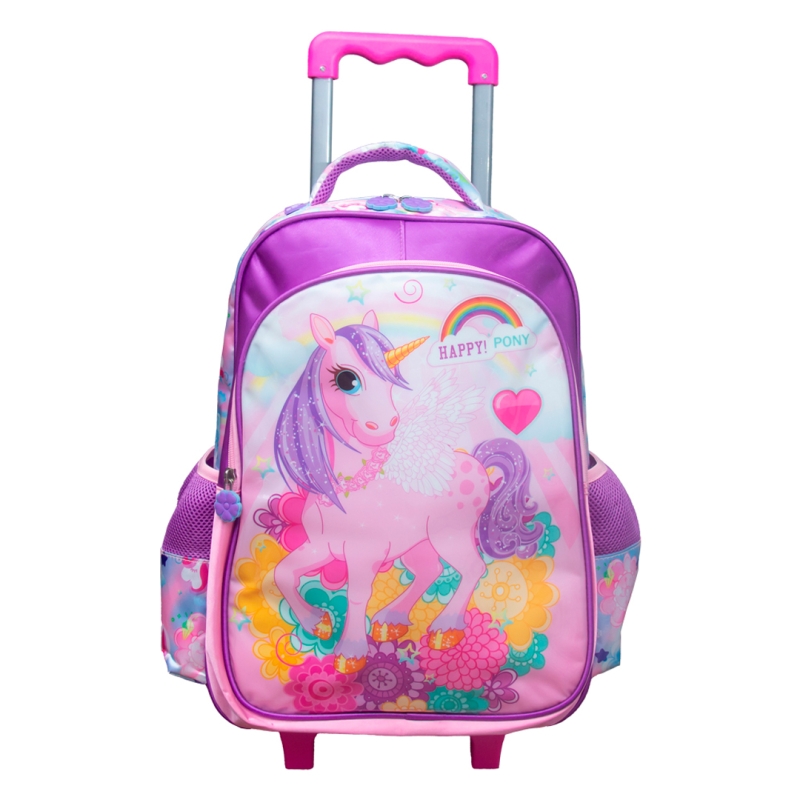 MOCHILA INFANTIL EM POLIÉSTER HAPPY PONNY C/RODINHA