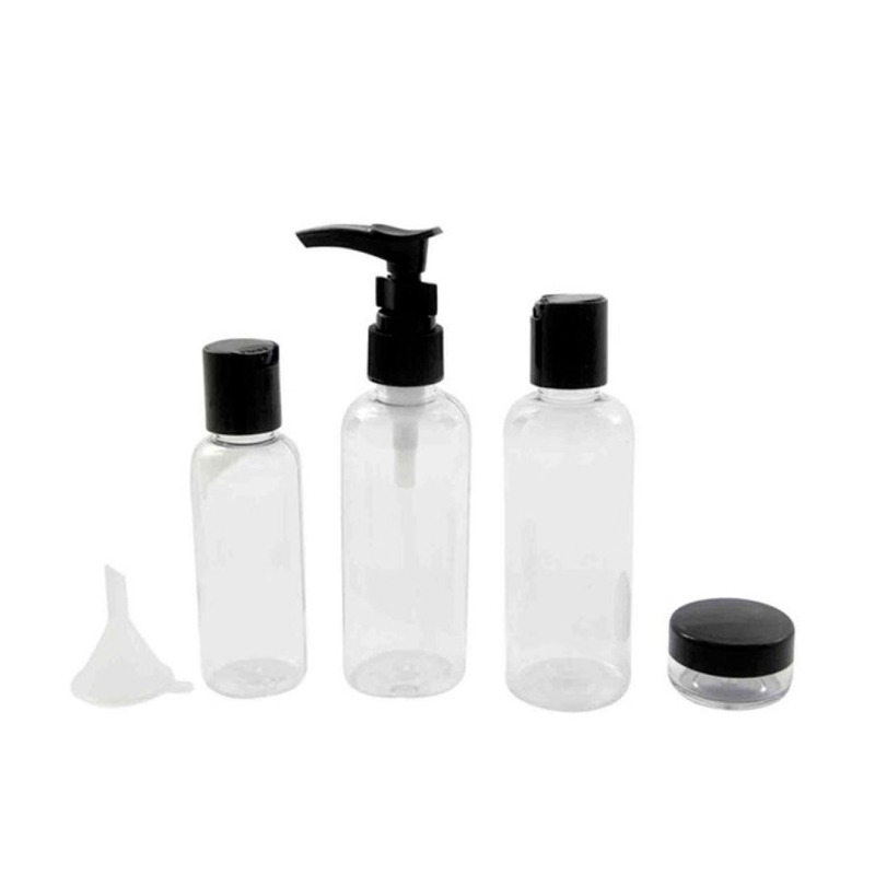 KIT PARA VIAGEM COM 4 FRASCOS E 1 FUNIL