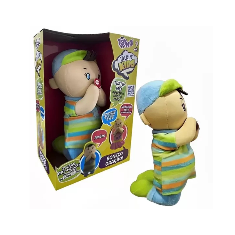 BONECO DE PELUCIA COM ORAÇÃO PAI NOSSO