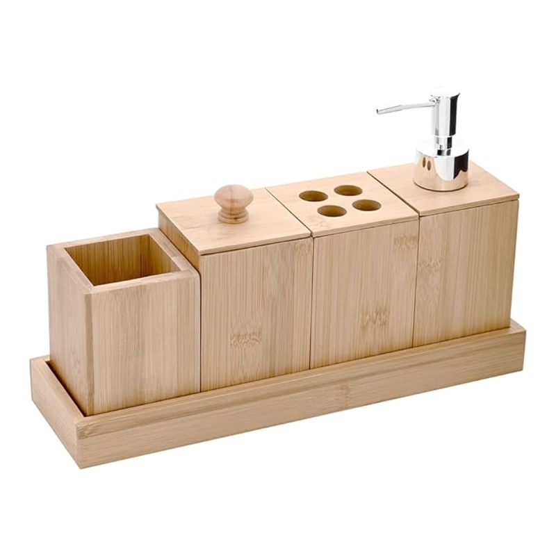 CONJUNTO PARA BANHEIRO 5 PEÇAS CERA E BAMBU