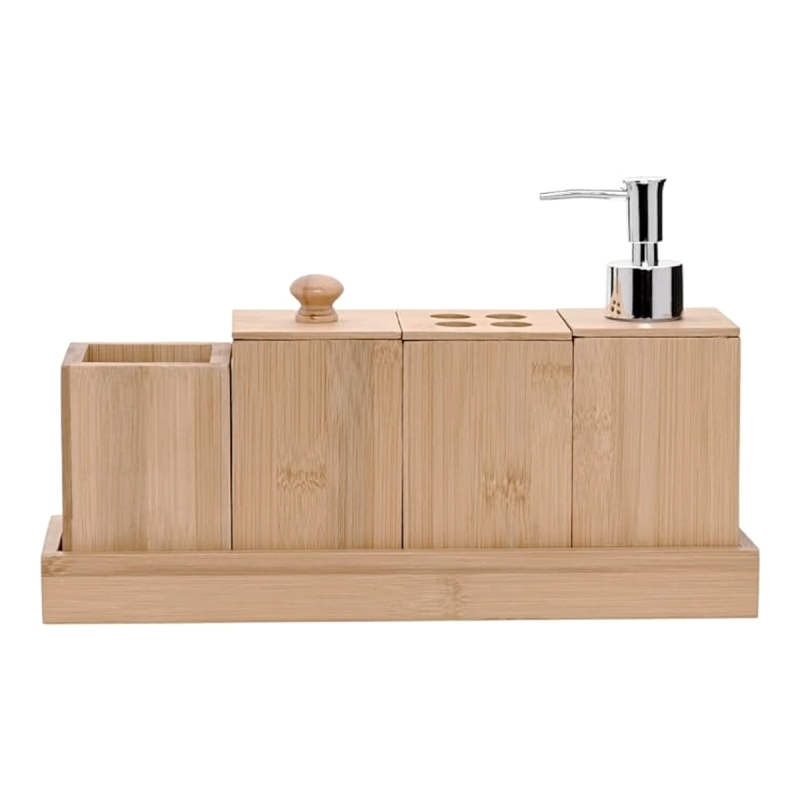 CONJUNTO PARA BANHEIRO 5 PEÇAS CERA E BAMBU