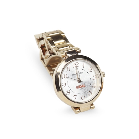 RELÓGIO DE PULSO MONDAINE EM AÇO ROSÉ PERSONALIZADO + CONJUNTO METAL ROSE COM PINGENTE GOTA DE PEDRA AMARELA