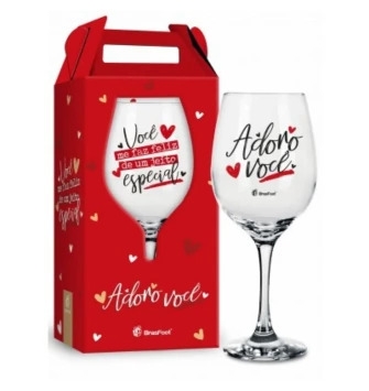 TAÇA DE VINHO - ADORO VOCÊ