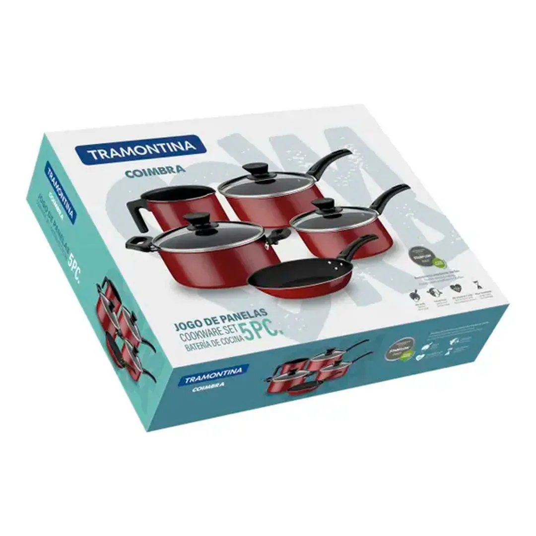 JOGO PANELAS ALUM 5PC COIMBRA VERMELHO