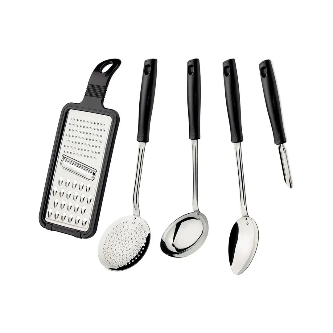 JOGO UTENSÍLIOS INOX 5PC EASY PRETO