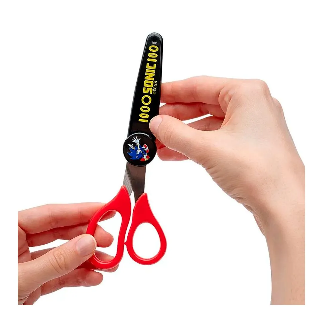 TESOURA ESCOLAR ESTAMPADA COM CAPA SONIC- BLISTER C/ 1UND LEO