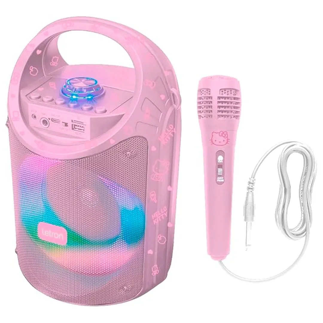 CAIXA DE SOM HELLO KITTY C/ MICROFONE LED MULTIMIDIA 60W LETRON