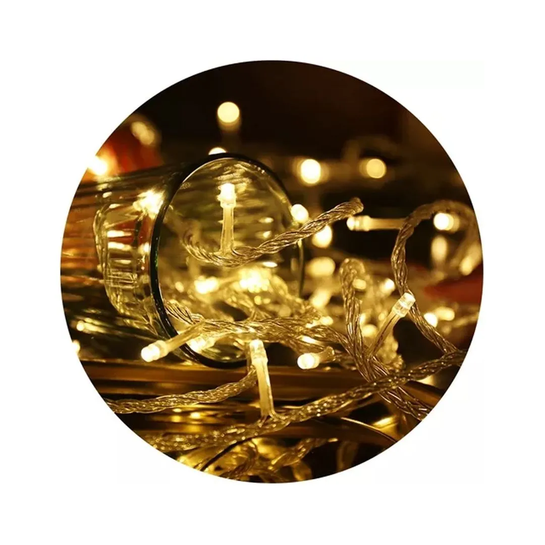 PISCA-PISCA 100 LAMPADAS LED BRANCO QUENTE FIO TRANSP 8F 220V