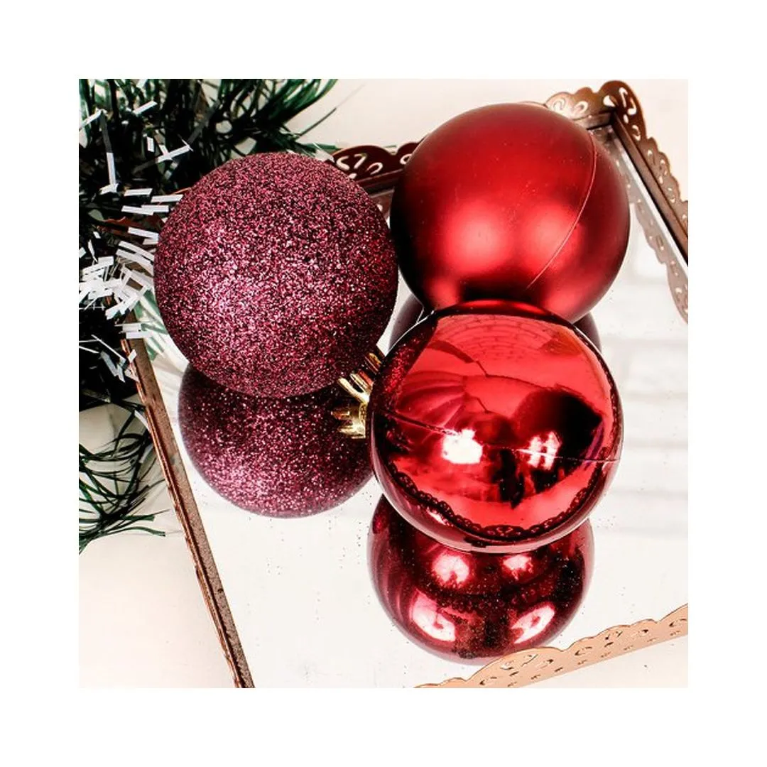 BOLA MISTA FOSCA / LISA / GLITTER 8 CM VM C/ 6 PCS