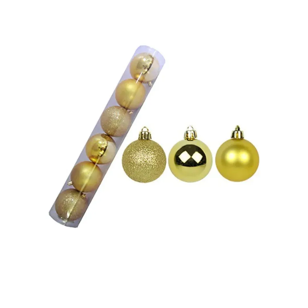 BOLA MISTA FOSCA / LISA / GLITTER 8 CM DR C/ 6 PCS