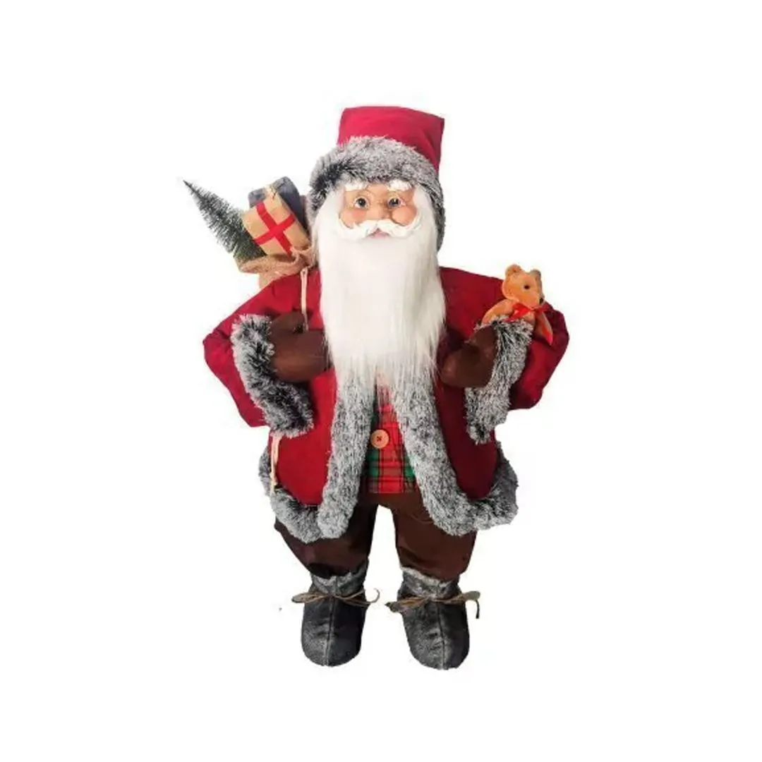 ENFEITE PAPAI NOEL VERMELHO COM PRESENTES 25CM X 15CM X 45CM