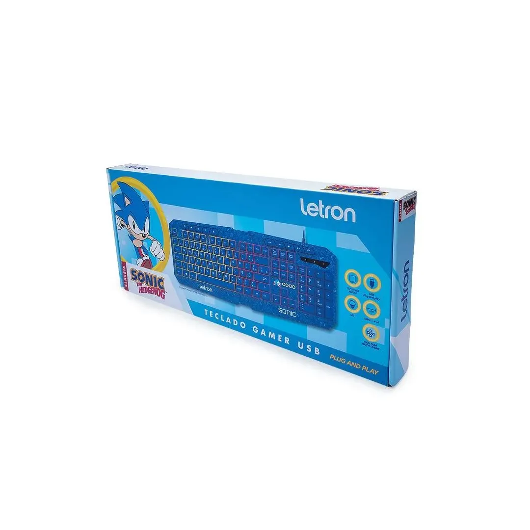 TECLADO GAMER USB LED SONIC ABNT2 LETRON