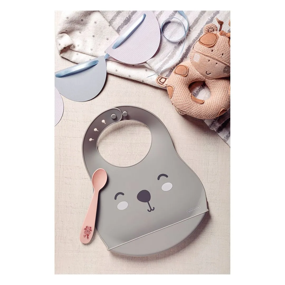 KIT BABADOR + COLHER INFANTIL 2 PCS LE PETIT ROSA PASTEL 