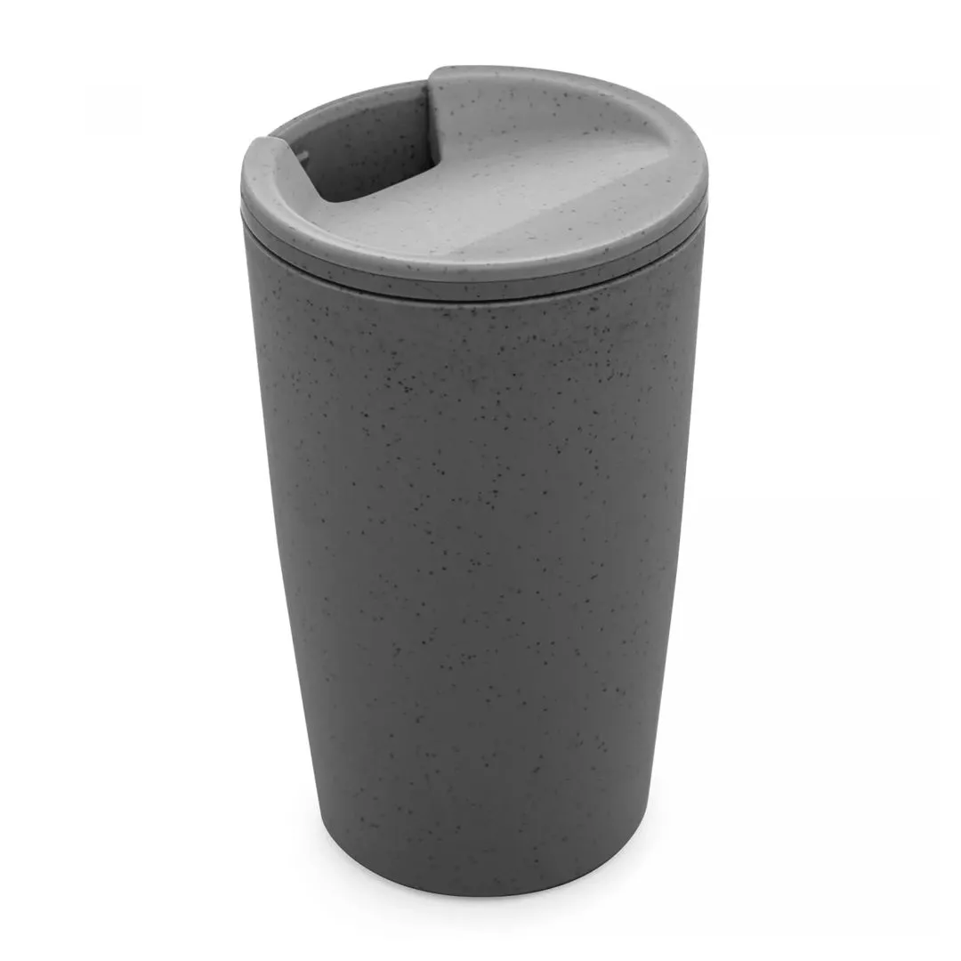 COPO DE BAMBU E PP PAREDE DUPLA COM TAMPA CINZA 500ML