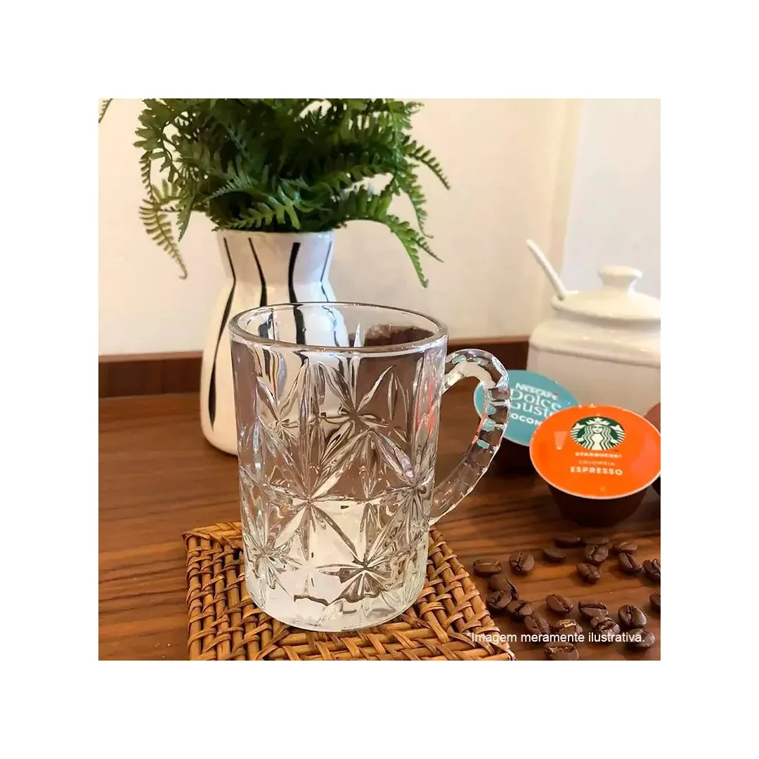 CANECA PARA CAPPUCCINO EM VIDRO DIAMOND 170ML