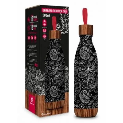 GARRAFA TERMICA METAL NEO 500ML FLY - PAISLEY PRETA