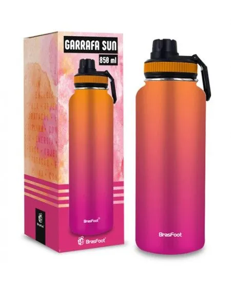 GARRAF TERMICA SUN 850 ML TEMAS - DEGRADE ROSA E LARANJA 