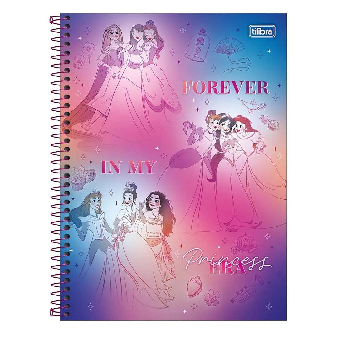 CADERNO UNIVERSITÁRIO PRINCESAS 1 MATÉRIA - 80 FOLHAS