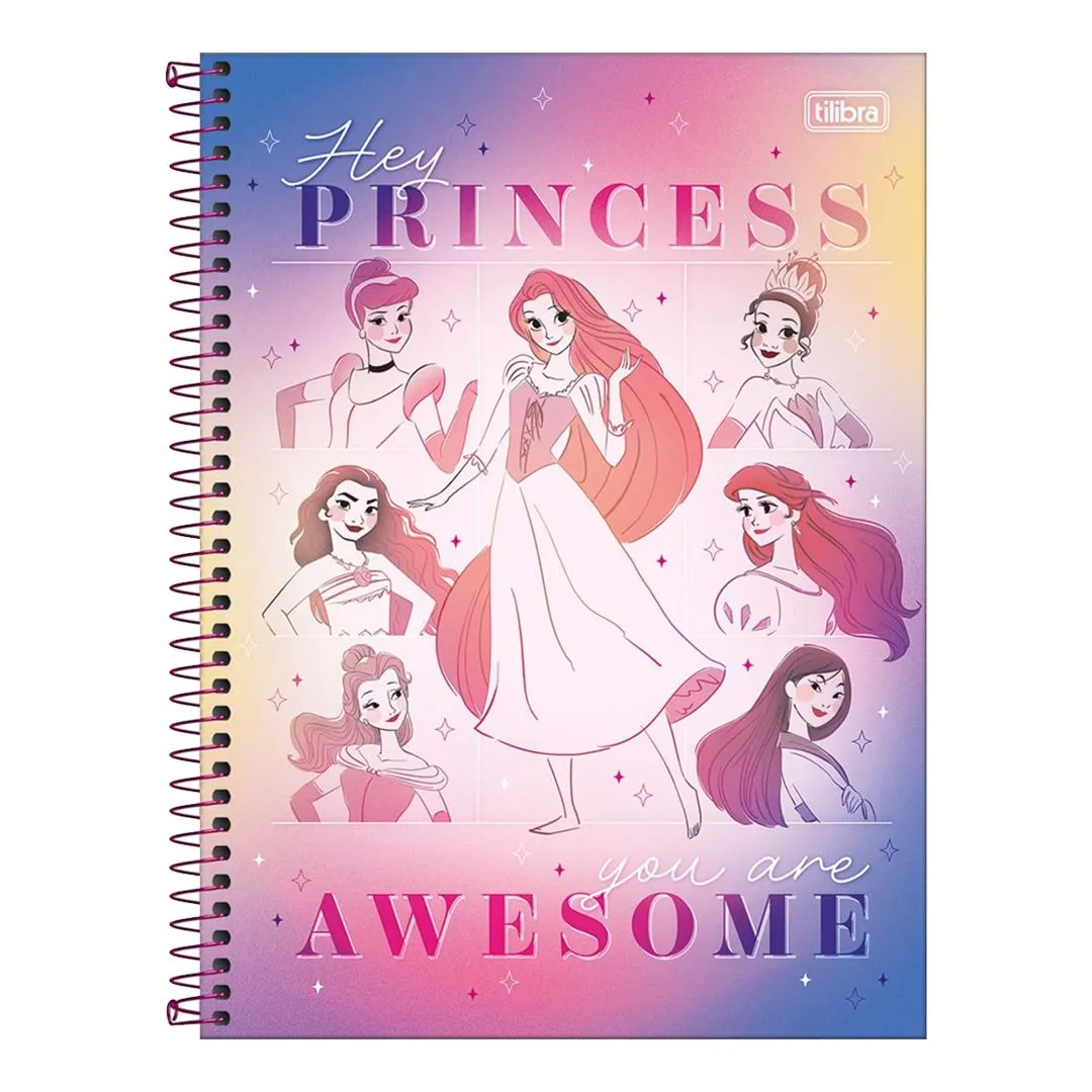 CADERNO UNIVERSITÁRIO PRINCESAS 1 MATÉRIA - 80 FOLHAS
