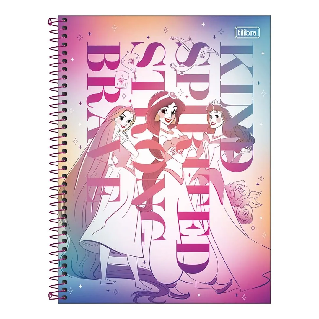 CADERNO UNIVERSITÁRIO PRINCESAS 1 MATÉRIA - 80 FOLHAS